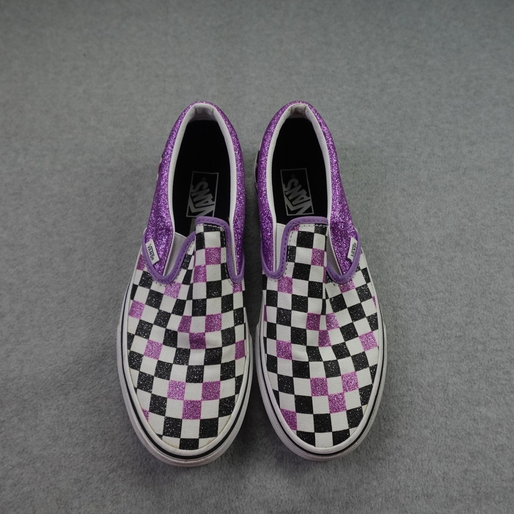 Vans Shoes Women 10 Purple Checkerboard Glitter Classic Slip-On Skate - Picture 3 of 10